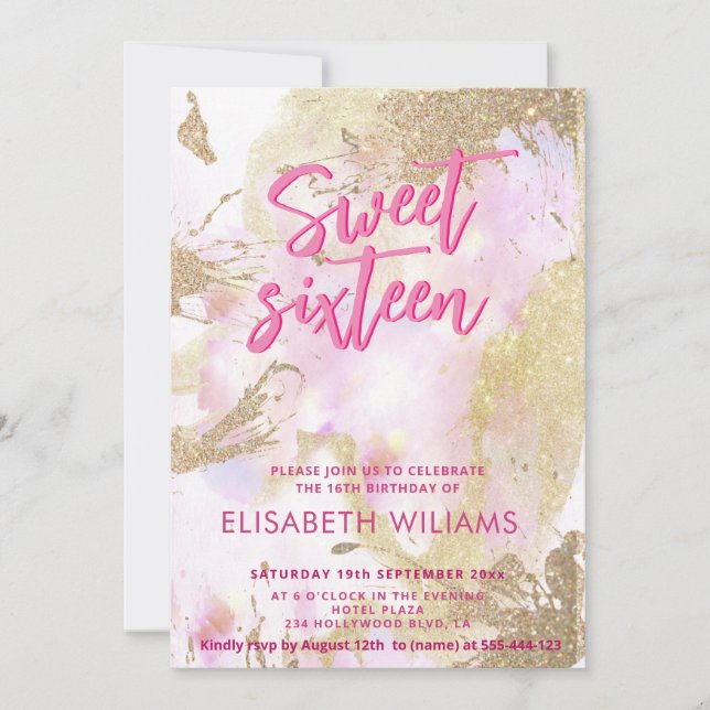 Invitation Cool moderne aquarelle typographie douce 16 (Devant)