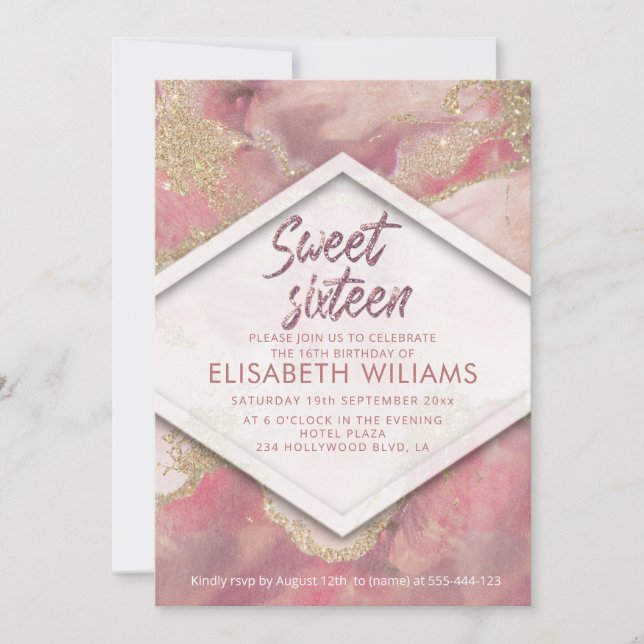 Invitation Cool moderne couleur d'aquarelle brillant (Devant)
