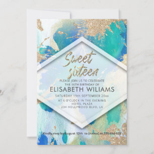 Invitation Cool moderne couleur d'aquarelle brillant