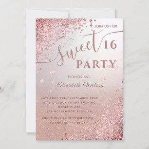 Invitation Cool moderne diamant luxe rose or doux 16