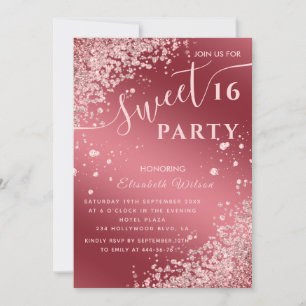 Invitation Cool moderne diamant luxe rose or doux 16 invi