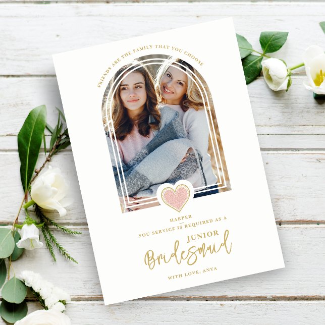 Invitation Cool Moderne Fancy Jr Bridesmaid Coeur de dentelle (Créateur téléchargé)