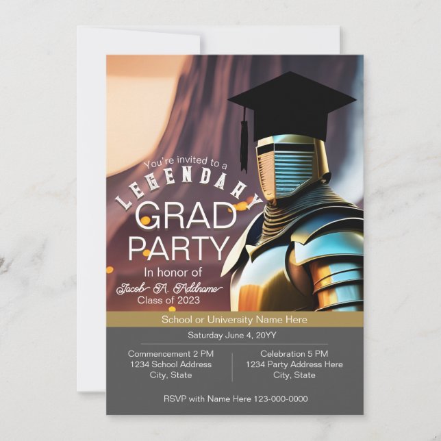 Invitation Cool moderne Knight Gamer Guy Grad (Devant)