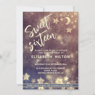 Invitation Cool moderne lune céleste et étoiles doux 16