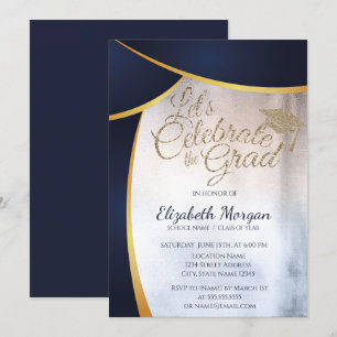 Invitation Cool Moderne Parties scintillant Diplôme, Bleu Gra