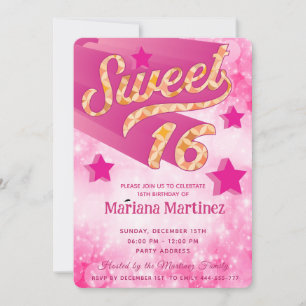Invitation Cool moderne super star typographie rose