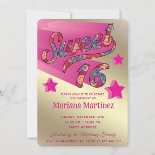 Invitation Cool moderne super star typographie rose