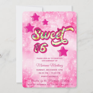 Invitation Cool moderne super star typographie rose