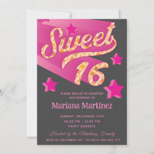 Invitation Cool moderne super star typographie rose