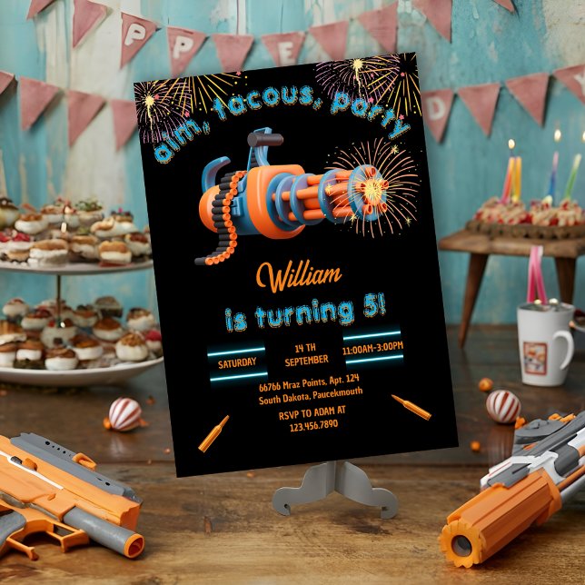 Invitation Cool Nerf Wars Party Top Gun 5e anniversaire (Créateur téléchargé)