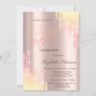 Invitation Cool Ombre Parties scintillant  Rose Gold Sweet 16