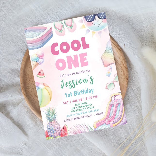Invitation Cool One - Fête d'anniversaire de 1 an de Summer G (Créateur téléchargé)