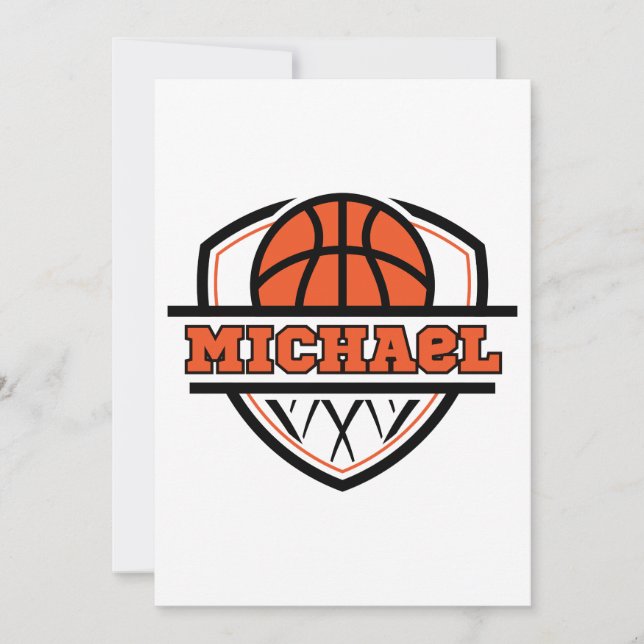 Invitation Cool Orange Black Basketball Sports (Devant)