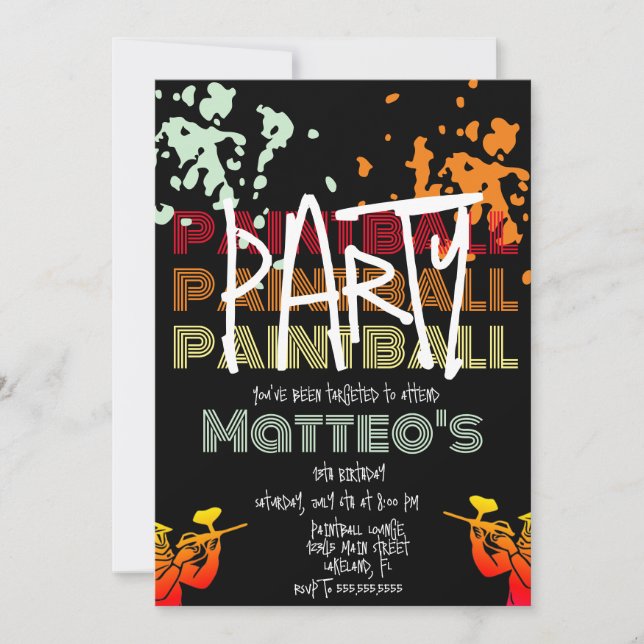 Invitation Cool Paintball Anniversaire Ado (Devant)