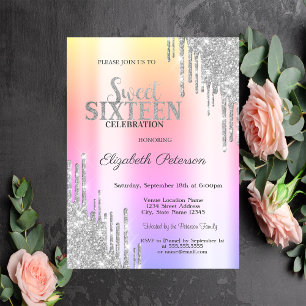 Invitation Cool Parties scintillant argent  Rose Gold Sweet 1