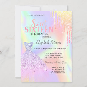 Invitation Cool Parties scintillant, Robe Holographique Sweet