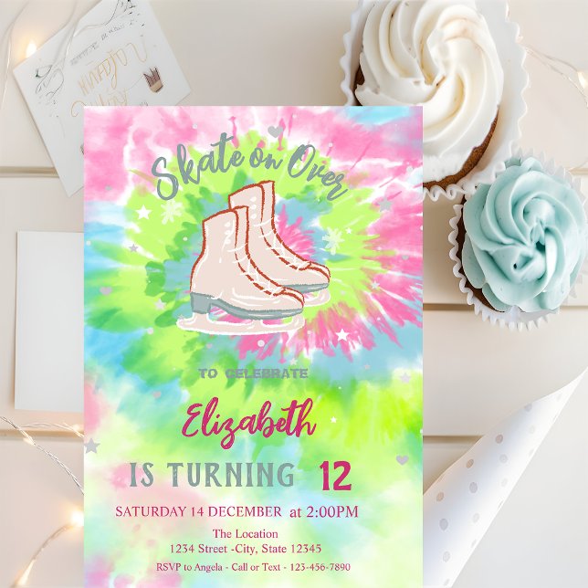 Invitation Cool Patins à glace Tie Dye Anniversaire (Créateur téléchargé)
