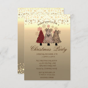 Invitation Cool Pine Trees Dots Fête de Noël d'entreprise