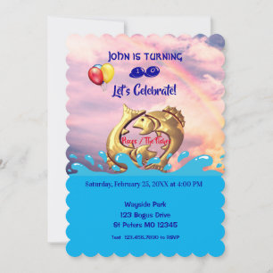 Invitation Cool Pisces Anniversaire / 19 févr. - 20 mars