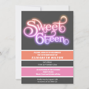 Invitation Cool plaisir moderne rayures typographie sweet six