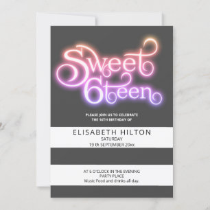 Invitation Cool plaisir moderne rayures typographie sweet six