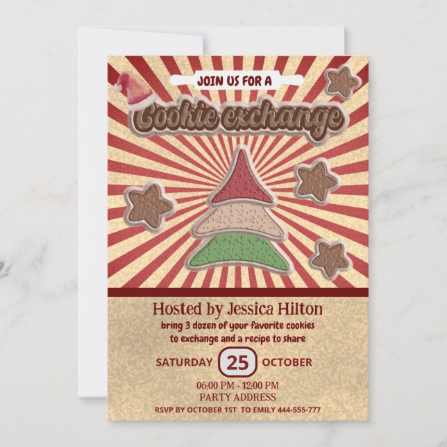Invitation Cool plaisir rétro typographie échange de cookies (Devant)