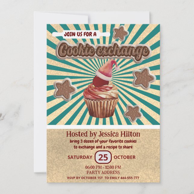 Invitation Cool plaisir rétro typographie échange de cookies (Devant)