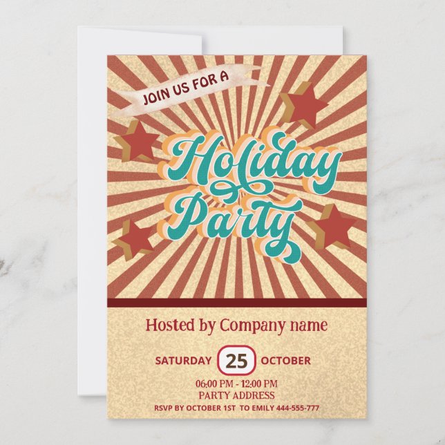 Invitation Cool plaisir rétro typographie entreprise fête de  (Devant)