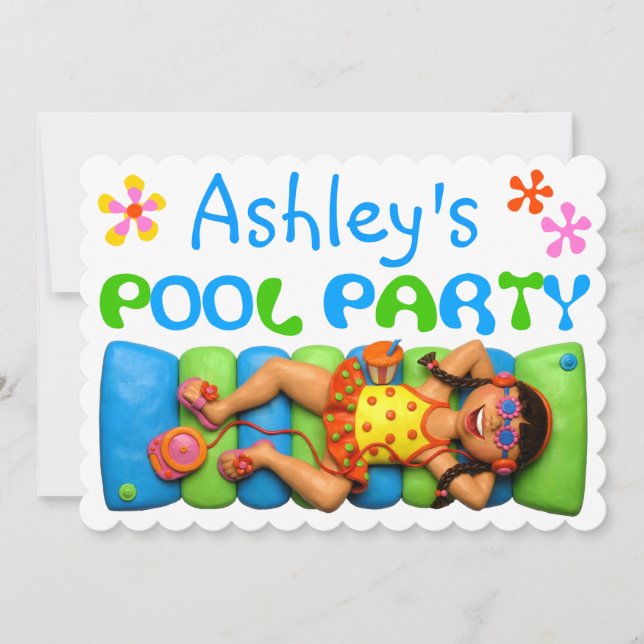 Invitation Cool Pool Party, Kid's Party (Devant)
