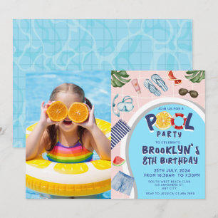 Invitation Cool Pool Party Photo Anniversaire