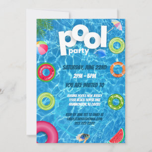 Invitation Cool Pool Party Swimming Birthday