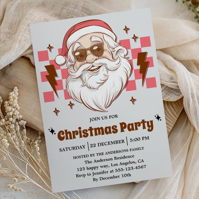 Invitation Cool Retro Santa Christmas Party (Créateur téléchargé)