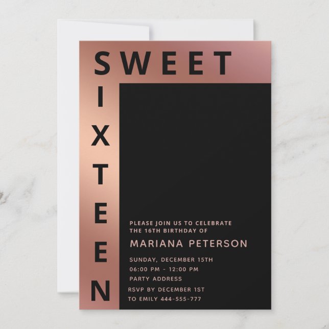 Invitation Cool rose or moderne simple typographie (Devant)