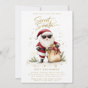 Invitation Cool Secret Père Noël échange de cadeaux Noël