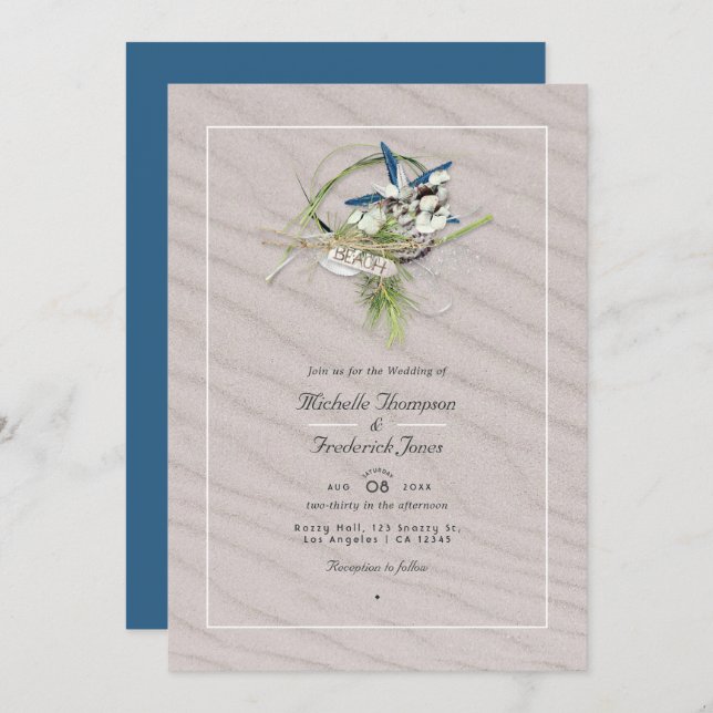 Invitation Cool Summer QR Code RSVP Beach Wedding (Devant / Derrière)
