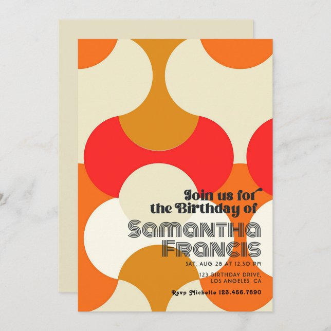 Invitation Cool Super Rétro fête d'anniversaire (Devant / Derrière)