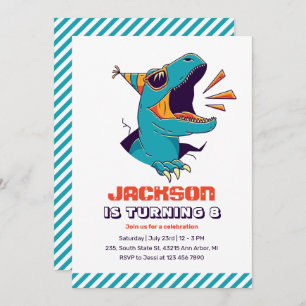 Invitation Cool T-Rex Dinosaur Garçons Anniversaire