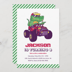 Invitation Cool T-Rex Monster Truck Dinosaur Anniversaire de