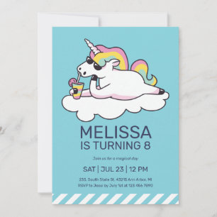 Invitation Cool Unicorn Lunettes de soleil été fille Annivers