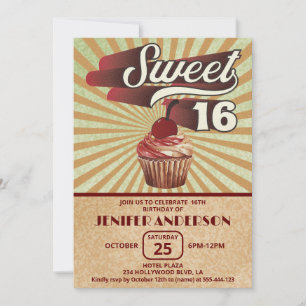 Invitation Cool vintage cupcake typographie douce 16