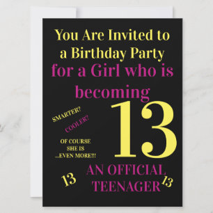 Invitation Cool Vous Avez 13 Jeune Fille Officielle Anniversa