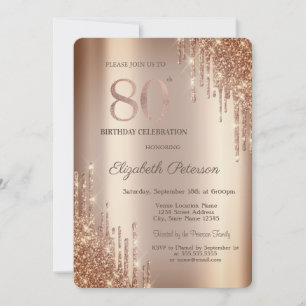 Invitation Cooper Glitter Drips 80e Anniversaire