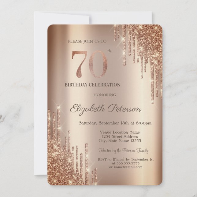 Invitation Cooper Paillettes Gouttes 70e Anniversaire (Devant)