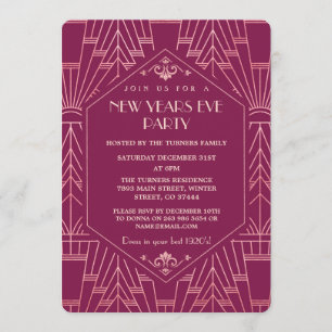 Invitation Cooper Rose Great Gatsby 1920 New Year Party