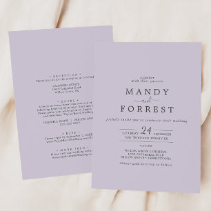 Invitation Coordonner Lavande Rustique Pale Tout En Un Mariag