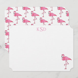 Invitation Copie de Flamant rose de monogramme stationnaire