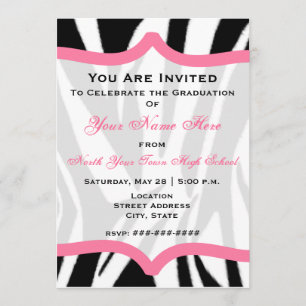 Invitation Copie de zèbre et classe rose de l'obtention du