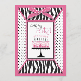 Invitation Copie sauvage de zèbre et rose de gâteau