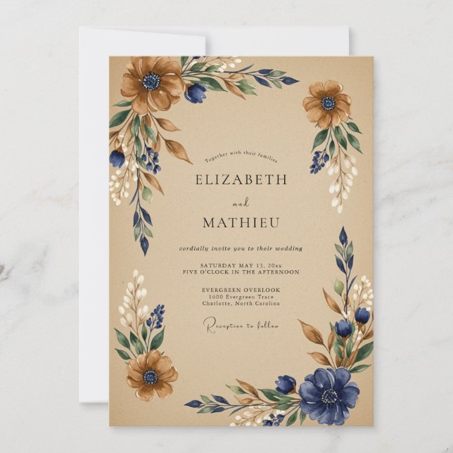 Invitation Copper Artistic Harvest Wedding (Devant)
