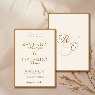 Invitation Copper Ivory Monogram Glam   Mariage Old Money